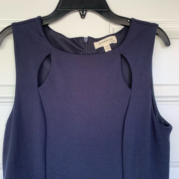 Monteau Keyhole Fit & Flare Dress Navy - size Med - Picture 2 of 6
